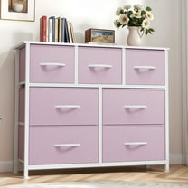 ModFusion 7-Drawer Fabric Dresser, Storage Organizer Chest for Bedroom & Living Room, Pink