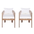 thumbnail image 3 of Christopher Knight Home Coastal Outdoor Woven Rope Outdoor Lounge Chairs, Solid Wood Frames, Set of 2, Beige Cushions, 3 of 12