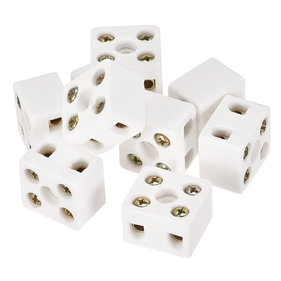 Uxcell Porcelain Ceramic Terminal Block 20pcs 2 Way 5 Hole 3mm High Temperature 2W5H for Wire Connector