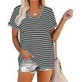 thumbnail image 2 of Pompotops Womens Summer Fasion Short Sleeve Round Neck Solid Color Casual T Shirt Tops, 2 of 8