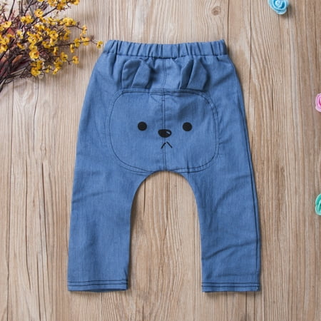 

Kid Baby Boy Girl Toddler Cartoon Bear Denim Harem Pants Harem Pants Long PP Trousers Leggings Bear Bottoms Casual Pants