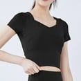 thumbnail image 2 of cfhntfmh Womens Workout Crop Tops Comfy Yoga Scoop Neck Short Sleeve Shirt Fitting Athletic Tunics with Bra Pads, 2 of 4