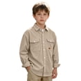 thumbnail image 6 of OGLCCG Boys Corduroy Shirts Kids Western Long Sleeve Botton Down Shirts Casual Fall Lapel Collared Shacket Jacket Size 4-14(Khaki,12 Years), 6 of 6
