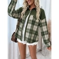 thumbnail image 6 of Women'S Flannel Plaid Shirt Long Sleeve Casual Fall Tops Green M, 6 of 8