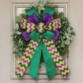 thumbnail image 3 of Large Mardi Gras Glitter Bow Decoration, 20x11" Purple Green Gold Carnival Wreath Bow for Front Door, Wall & Party Decor, 3 of 5
