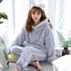 thumbnail image 5 of Conjunto de pijama de franela para mujer, ropa de dormir cálida y suave, pantalones sueltos con capucha, ropa de casa de invierno, 5 of 5