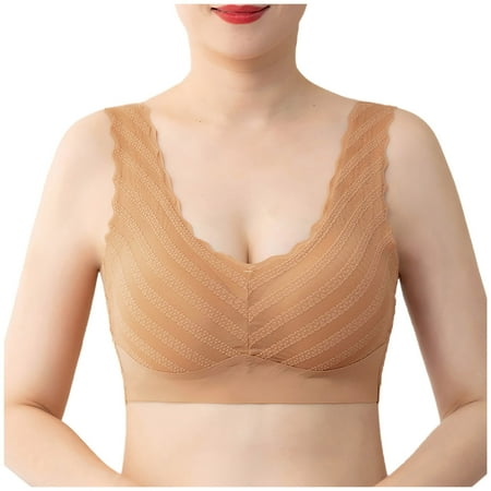 Quinlirra Ladies Traceless Comfortable No Steel Ring Breathable Gathering Bra Woman Underwear Orange Size L