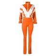 thumbnail image 4 of Unir Women Casual 2 Piece Sweatsuit, Brushed Polyester Color Block Zip Crop Top & Stretch Slim Jogger Pants Comfort Daily Outfit S-XXL True To Size, 4 of 5