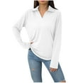 thumbnail image 1 of Birdeem Blouses pour Femmes Couleur Unie Col à Revers Manches Longues Poche Ample Haut à Revers Manches Longues, 1 of 1