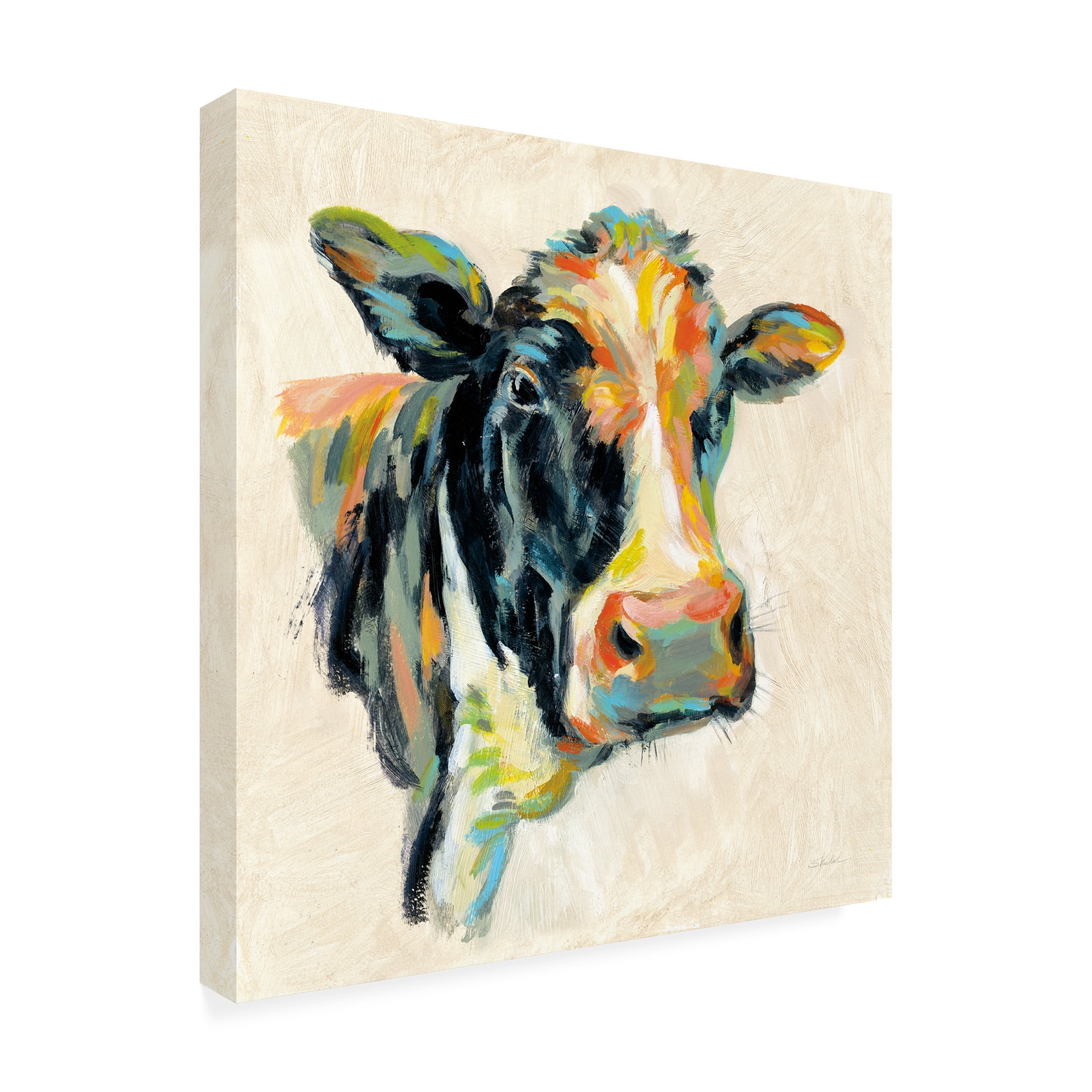 Silvia Vassileva 'Expressionistic Cow I' Outdoor Canvas