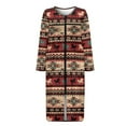 thumbnail image 3 of Yuyamidu Aztec Ethnic Horse Zipper Front Robes Lightweight Long Sleeve Bathrobe for Women Soft Round Neck Nightgowns Robe Loose Pajama Dress Mid-Length Sleepwear Size L, 3 of 7