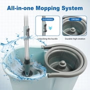 Spin Mop and Bucket, Mop and Bucket with Wringer Set for Home, 360 Spinning Mop Bucket Floor Cleaning Tool with 3 Microfiber Mop Replacement Head Refills,50 Extended Handle for Floor Cleaning Home