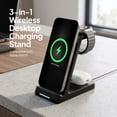 thumbnail image 3 of Powertek 3 in 1 Wireless Charge Stand Black, 15W Qi® Charging Station, Includes Wall Charger and USB-C Cable, 3 of 7