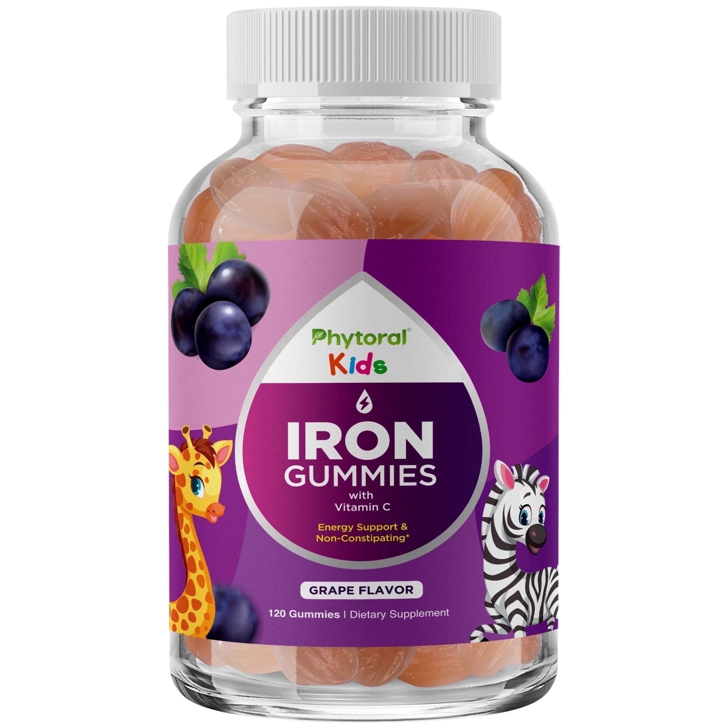 Phytoral Iron Gummies with Vitamin C for Kids – Blood & Immune Support Supplement, 120 Count