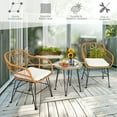 thumbnail image 6 of Costway 3PCS Patio Rattan Bistro Furniture Set Cushioned Chair Table White, 6 of 12