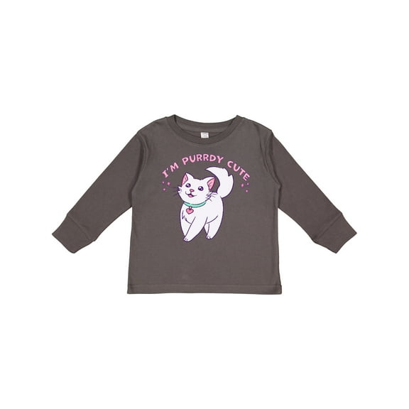 Inktastic I'm Purrdy Cute White Kitty Cat Boys or Girls Long Sleeve Toddler T-Shirt