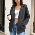 thumbnail image 5 of Women's Full Zip Hoodie Drop Shoulder Long Sleeve Oversized Sweatshirt with Pockets Casual Outerwear, 5 of 8