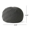 thumbnail image 3 of Statham Cotton Knitted Round Pouf, Dark Gray, 20" x 14", 3 of 7