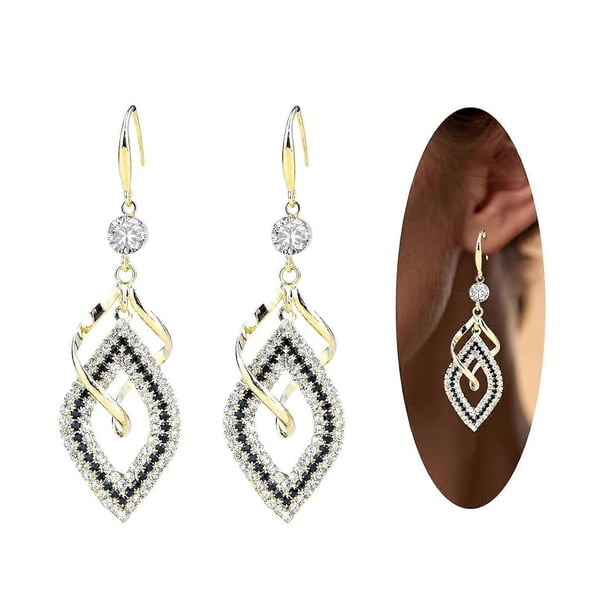 Earrings for Women and Teen Girls, 925 Silver Handmade Linear Swirl Wire Bohemian Boho Diamonds Earrings, Gifts for Wome (gold)