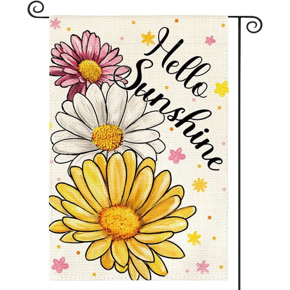 XIBUFE Hello Summer Garden Flag Sunflowers 12x18 Inch Double Sided Small Floral Seasonal Holiday Decoration for Outside Yard