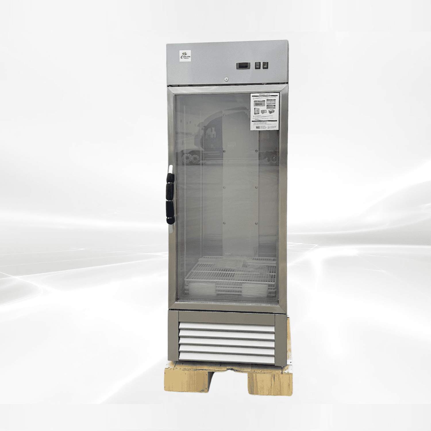 Cooler Depot Commercial Refrigerator 27 /2 inch , 20 cu.ft, Glass Door Stainless Steel Frame Merchandiser, NSF Certified