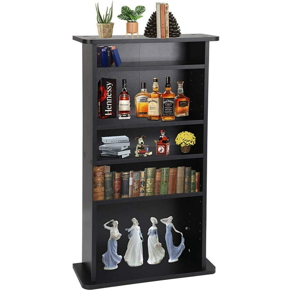 Nouva Media Storage Cabinet-DVD, CD, Blue-Rays, 5 Adjustable Shelves Hutch Cabinet, Games DVD Storage Tower Shelf Rack Standing Shelves