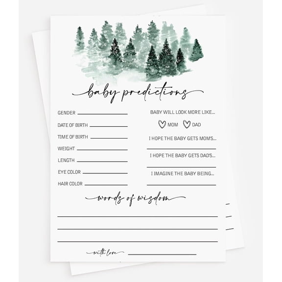 Baby Shower Advice & Predictions Game Cards – 50 Count | Gender Neutral Winter Wonderland Theme