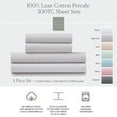 thumbnail image 2 of Luxe Cotton Percale Crisp and Cool Sheet Set, King/California King, Light Grey, 2 of 6