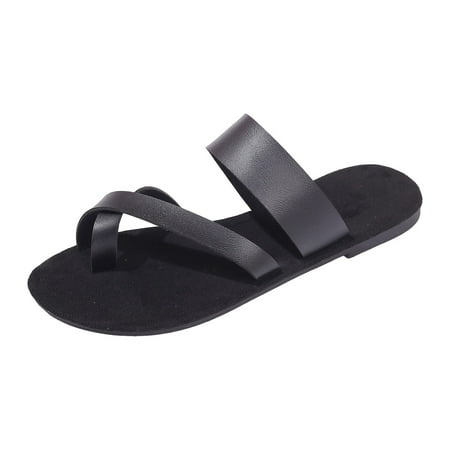 

Gzea Summer Slippers New Slip On Flip Flops Women s Plus Size Casual Slippers Women s Clip On Beach Shoes Comfortable Flat Heel Sandals Black 39