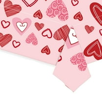 Valentines Day Decorations valentines tablecloth Disposable Plastic Rectangle Table Cloths for Home Dinner Indoor Outside Valentines Decorations Love Heart Table Covers for Party Supplies 54" x 108"