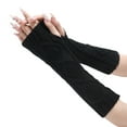 thumbnail image 3 of Baberdicy Women's Fingerless Arm Warmers, Knit Diamond Pattern Gloves,Charcoal Fits All – Gift Ready, 3 of 7