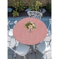 thumbnail image 6 of Peach Pink Round Fitted Tablecloth with Elastic Edge, Waterproof Table Cloth Table Cover for 55"-60" Tables, Farmhouse Burlap Solid Pink Modern Linen Texture Tablecloths for Dining Picnic Outdoor, 6 of 9