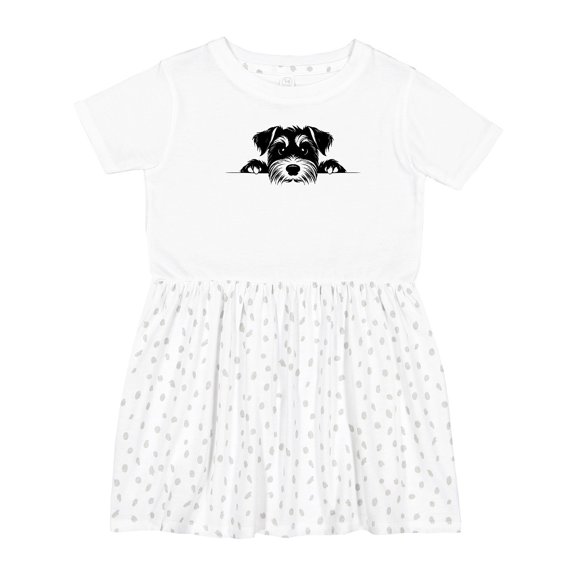 Inktastic Peeking Miniature Schnauzer Girls Toddler Dress