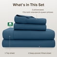 thumbnail image 4 of California Design Den 400 Thread Count 100% Cotton Sateen Queen Sheet Set - Peacock Blue, 4 of 9