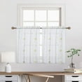 thumbnail image 2 of White Short Curtains 24 Inch Length for Small Window, Floral Embroidered Pom Design Semi Sheer Bathroom Curtain Window, Rod Pocket Window Treatment for Living Room Bedroom, 26"WX24"L, 2 Panels, 2 of 9