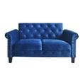 thumbnail image 5 of Home Design Casper Loveseat, Navy Blue Velvet Upholstery with Rolled Arms, Foam-Filled Cushions, and Silver-Tone Nailhead Trim, Modern Living Room Furniture, 5 of 7