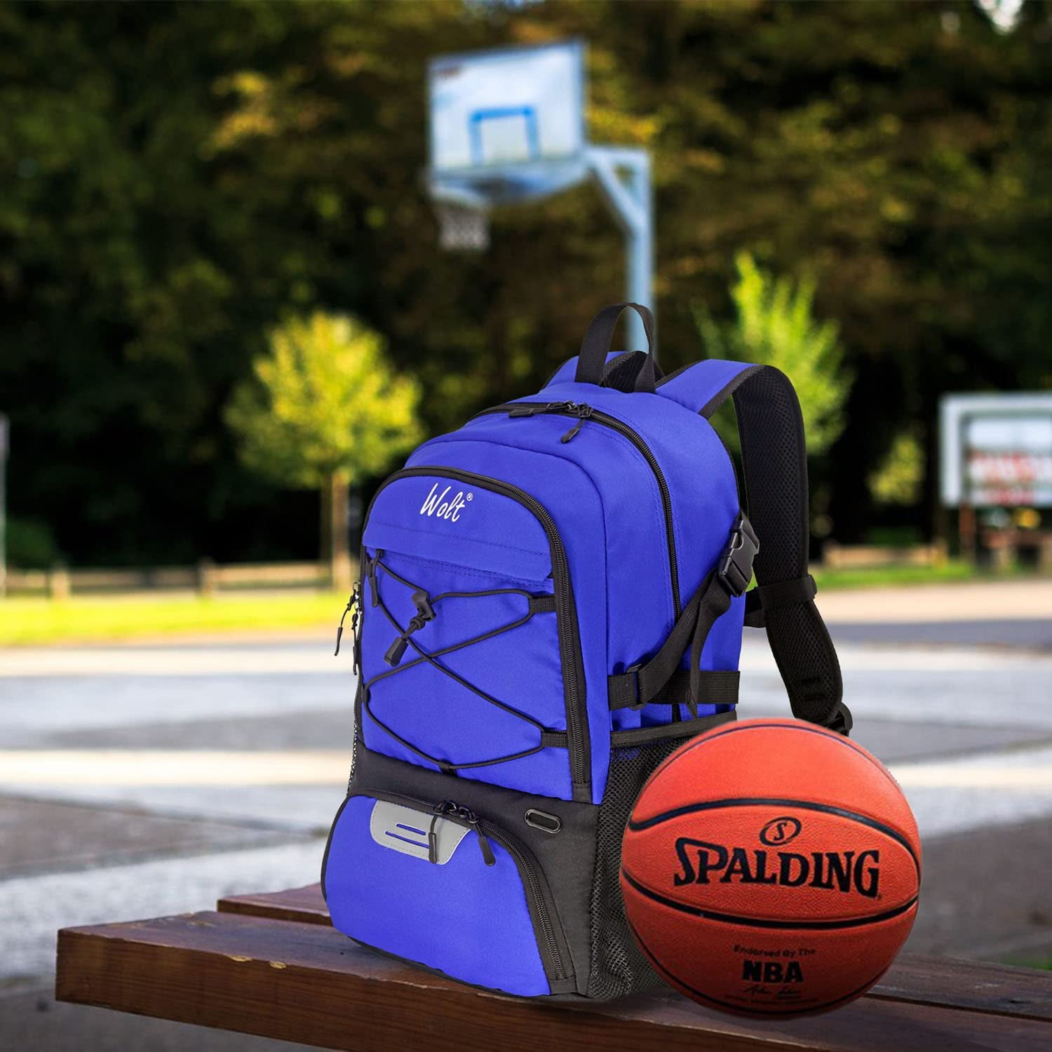 Wolt Athletic Youth Basketball Bag with Ball Holder Shoe Compartment Large Sports Backpack for Men Gym Use Blue Walmart