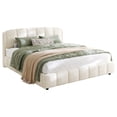 thumbnail image 3 of Christopher Knight Home 87.75" King Size Bed Frame with Curved-Shaped Headboard, Beige Boucle Upholstery, 3 of 10