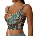 thumbnail image 2 of Fotbe Rich Fish Pattern Womens' Sports Bra Longline Wirefree Padded with Medium Support Sports Moisture-Wicking Workou Vest,Tank Top-Large, 2 of 7