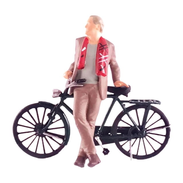 Bicicleta de muñeca Gentleman 1/64 Modelo de casa de muñecas de resina Modelos Figuras de personas Gentleman Caqui