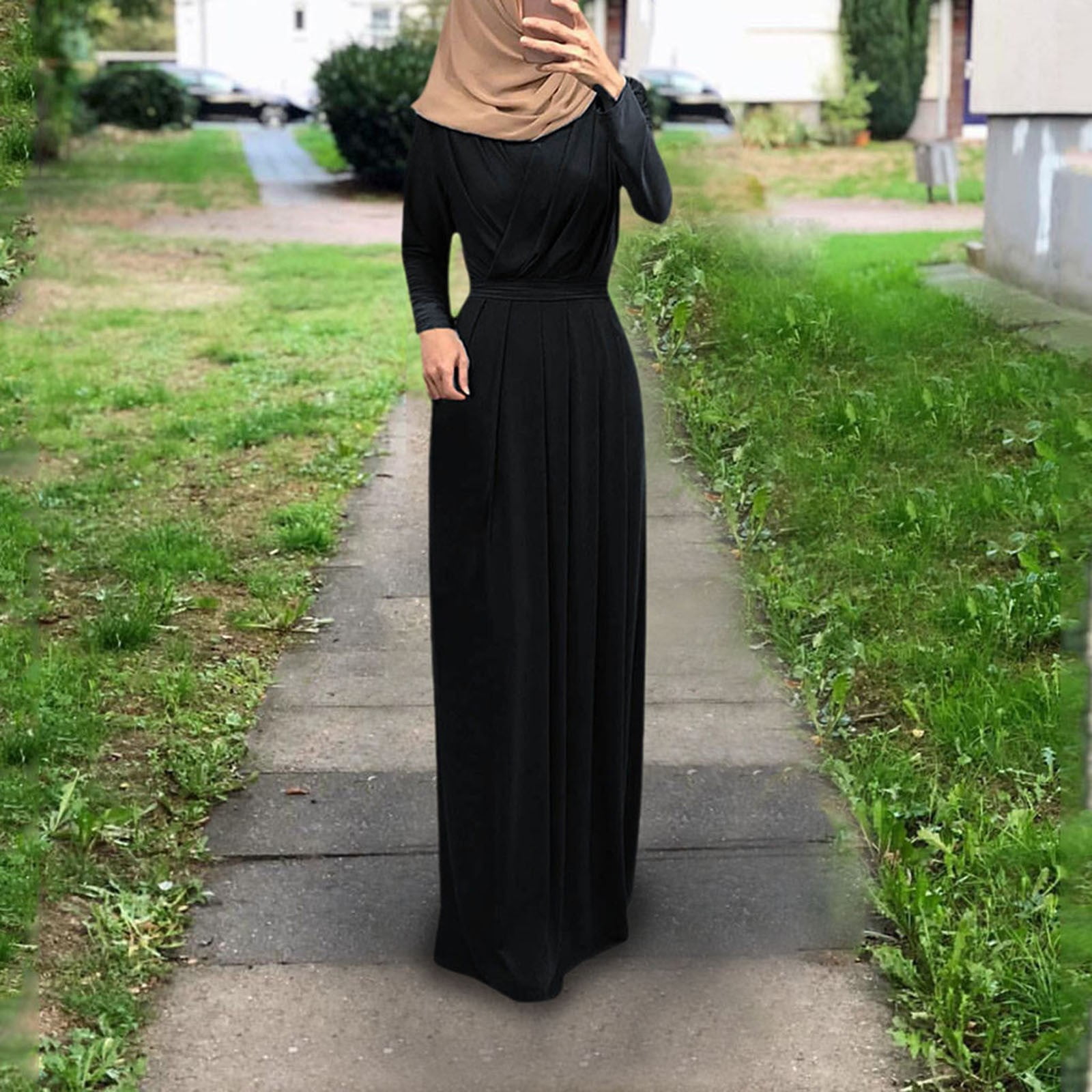 Yilirongyumm Black L Casual Dresses For Women Self Tie Dress Abaya Flowy  Maxi Sleeve Kaftan Womens Muslim Long Dress Womens Dress