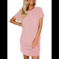 thumbnail image 2 of Vestido Mini Informal de Verano para Mujer, con Cuello Redondo, Corta y Canalé Rosa S, 2 of 7