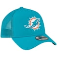 thumbnail image 3 of Men's New Era Aqua Miami Dolphins  A-Frame Trucker 9FORTY Adjustable Hat, 3 of 6