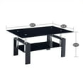 thumbnail image 5 of Veryke Modern Glass Coffee Table with Lower Shelf, Rectangle Center Table for Living Room, Black, 5 of 7