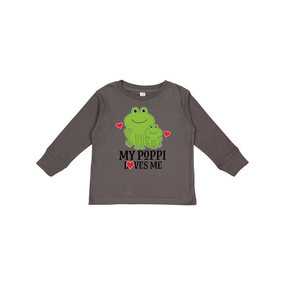Inktastic My Poppi Loves Me Grandson Frog Boys Long Sleeve Toddler T-Shirt