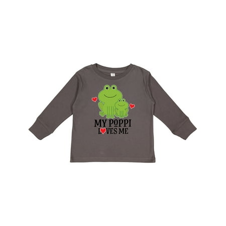 

Inktastic My Poppi Loves Me Grandson Frog Boys Long Sleeve Toddler T-Shirt