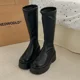 thumbnail image 1 of Botas gruesas hasta la rodilla para mujer, botines largos de caballero sin cordones a la moda, zapatos planos con plataforma para Otoño e Invierno, 1 of 5