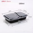 thumbnail image 1 of 5/10/20pcs Lunch Box 3 Compartment Food Storages With Lids Disposable Leak Proof Bento Box Storage Kitchen Accessories 2 grid black 20pcs, 1 of 6