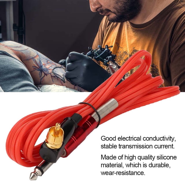 Cable de clip de tatuaje RCA, cables de clip de conector RCA de ángulo recto de tatuaje de silicona suave de 1,8 m, cable de clip RCA de máquina de tatuaje(rojo) Para Tatuaje Octpeak NO