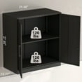 thumbnail image 2 of Metal Wall Cabinet,Garage Wall Cabinetwith Handle,Lockable Storage Cabinets Wall Mounted with 2 Doors,Locking Cabinet with Shelves for Basement,Living Home,Black, 2 of 7